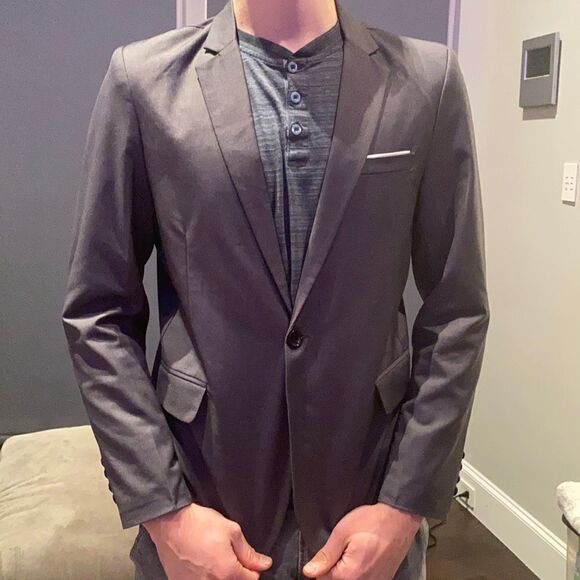 Men’s Gray Suit Jacket Blazer One Button Notched Size 38R NWT *READ Description - Picture 1 of 11